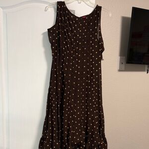 Women's Brown Polka Dot Sleeveless Dress